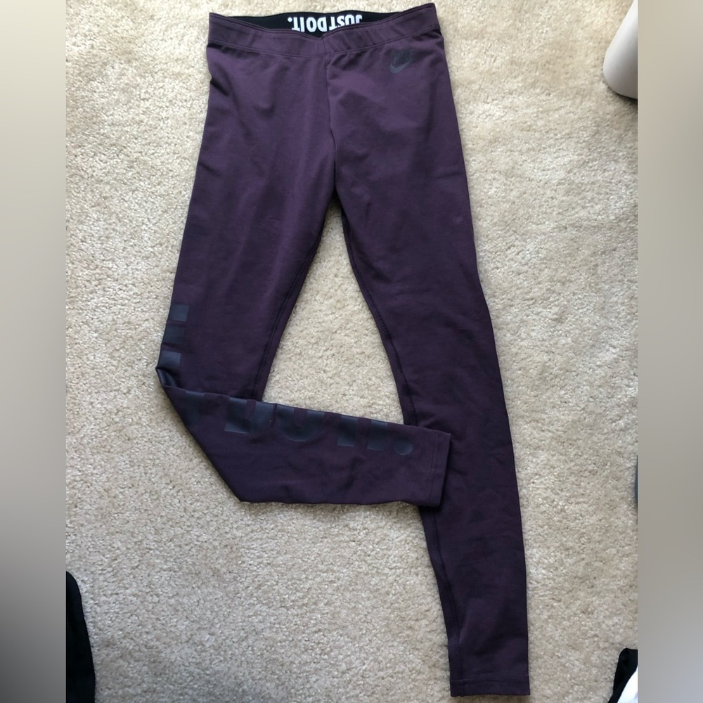 Nike Just Do It purple/ black leggings size small